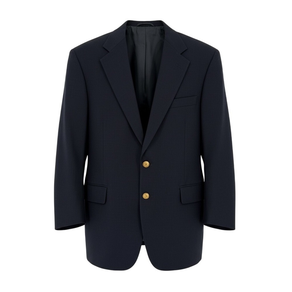Vintage Evan-Picone Navy Blue Blazer 100% Pure Wool Gold Crest Button Rich's 48L